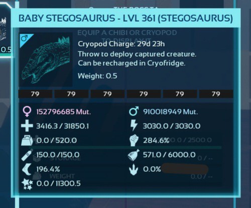ARK ASCENDED PVE OFFICIAL PAIR BABY STEGO BLACK ID79 TOP STATUS PC/XBOX/PS5