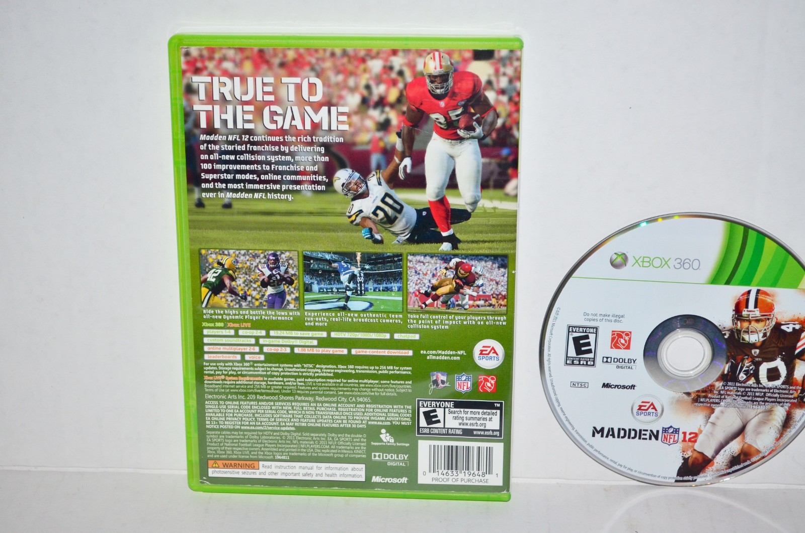 Madden NFL 12 (Microsoft Xbox 360, 2011) Video Game CIB 🔥