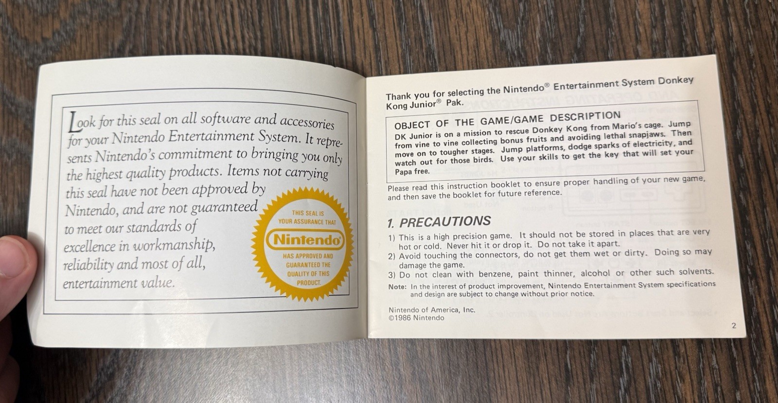 Donkey Kong Jr. MANUAL ONLY (Nintendo, NES 1986) Classic Black Box Combine Ship!
