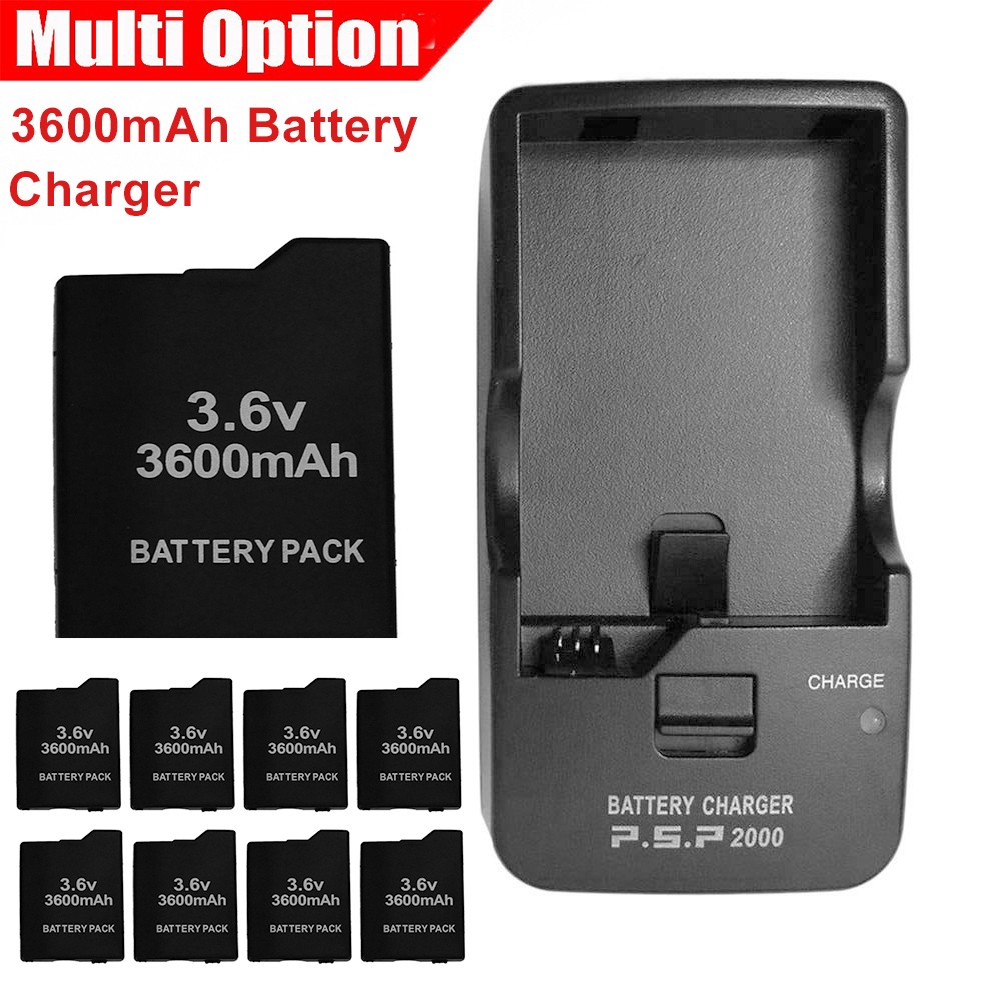 Lot 3.6V 3600mAh Battery For PSP 2000 3000 2001 Rechargeable & Wall Charger