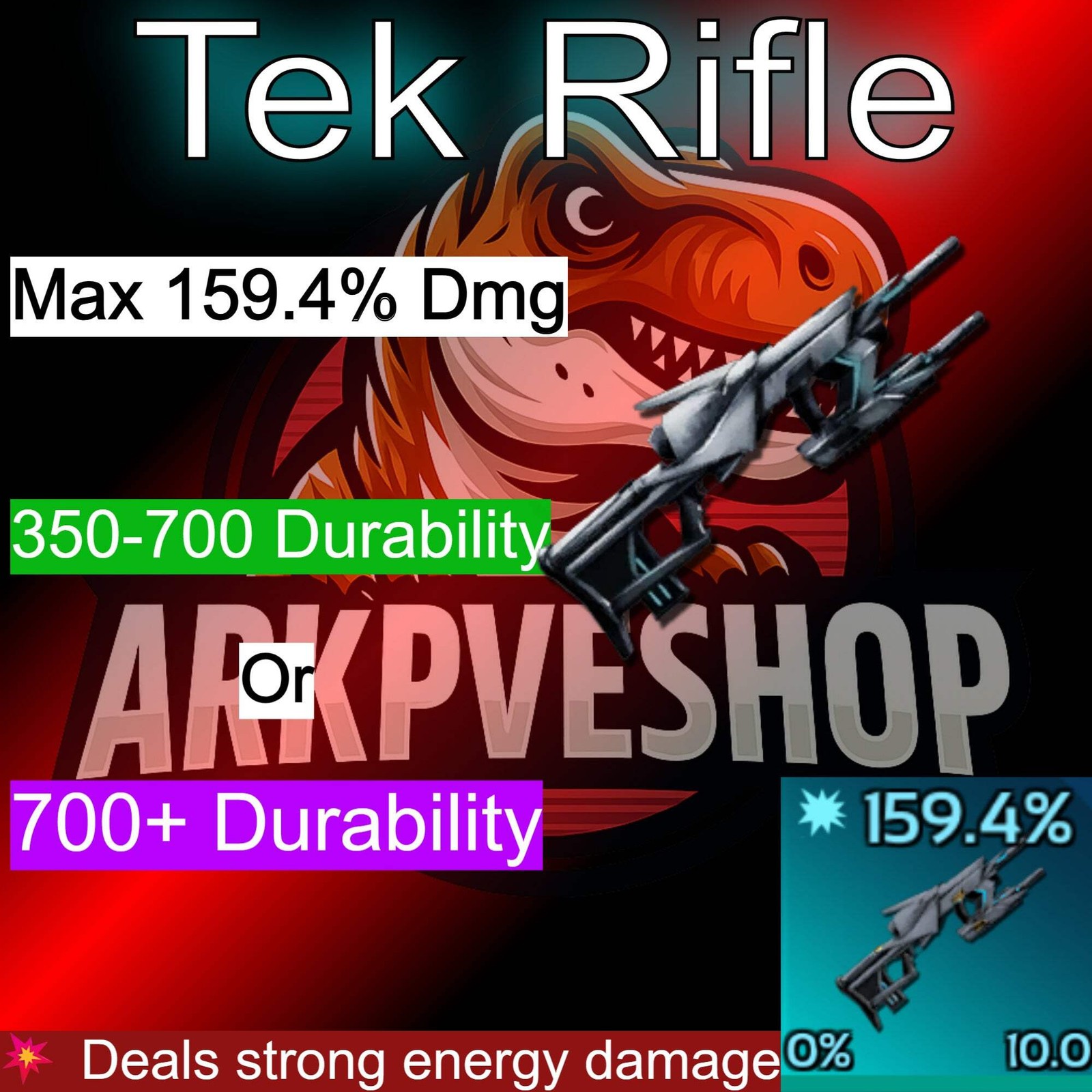 ASA PVE 🦖ARK Survival Ascended Tek Rifle Crafted Durability Variants