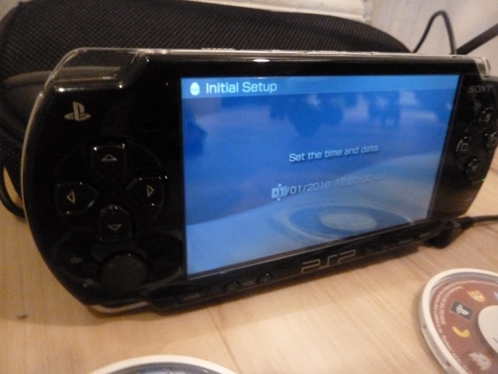 Sony PSP 2001 Black Console + battery, charger, games, carrying case PLEASE READ