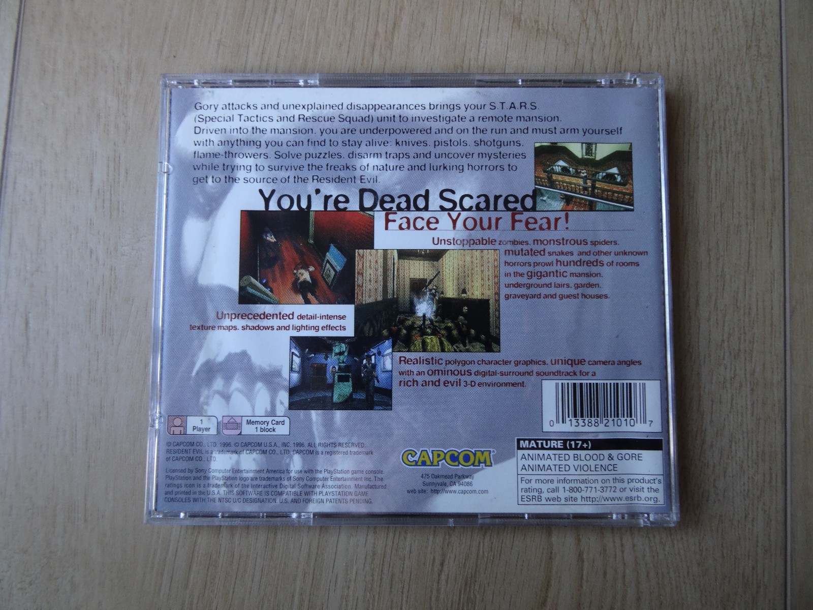 Resident Evil (PlayStation 1, 1996) Jewel Case w/Reg Card *Rare!*
