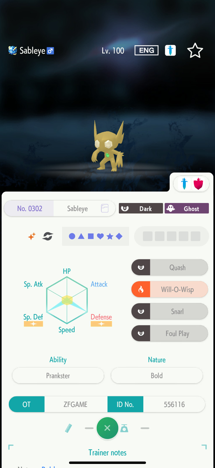 ✨6IV SHINY Sableye + EVS🚀 POKEMON HOME✨Champions✨Online delivery⚡