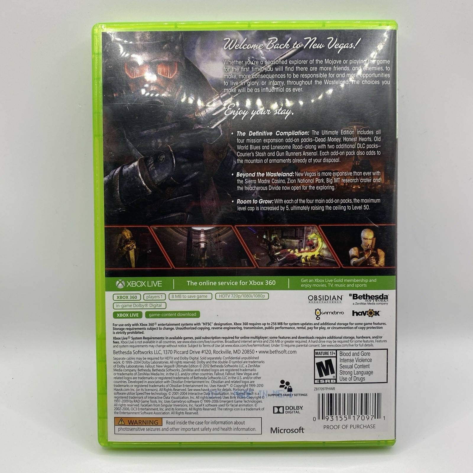 Xbox 360 Fallout New Vegas Ultimate Edition NO MANUAL, MAP/POSTER TESTED WORKS