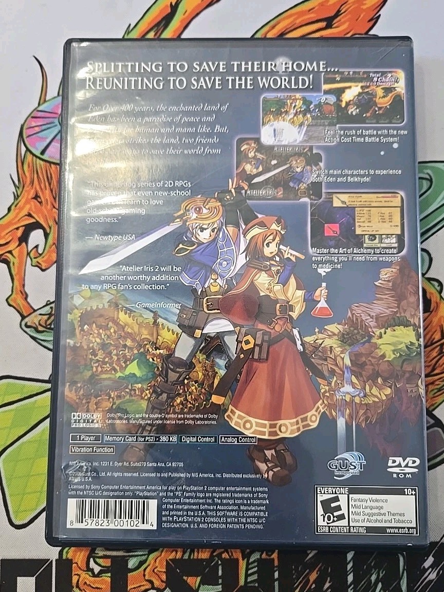 Atelier Iris 2: The Azoth of Destiny (PS2, 2006) CIB W. REG CARD. SEE Photos