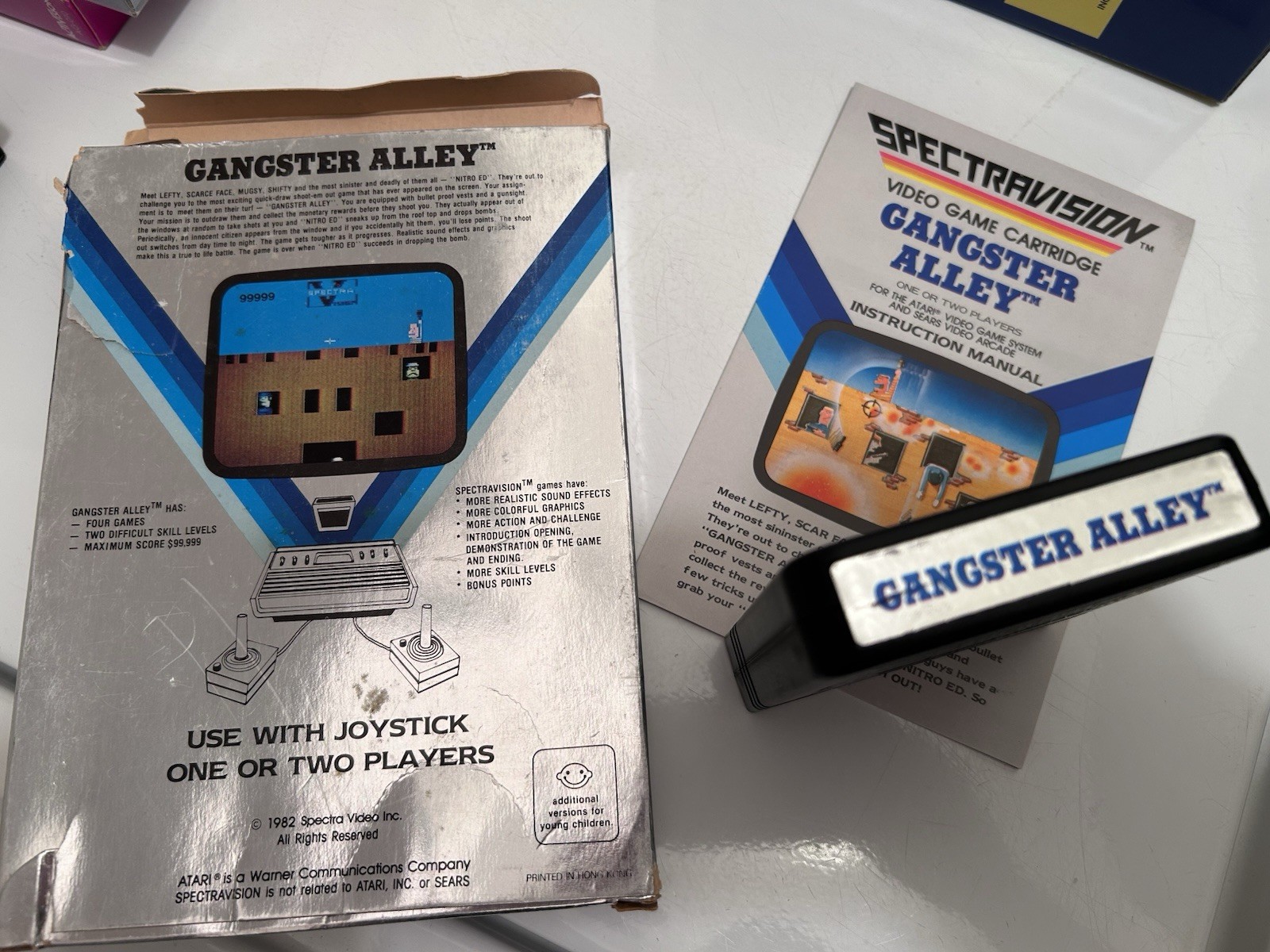 Gangster Alley W/ Box + Manual ATARI 2600 1982 Spectravision Game Cartridge Cib