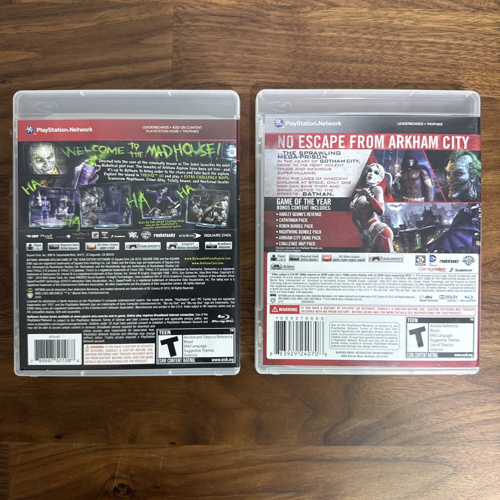 Batman: Arkham Asylum GOTY & Arkham City GOTY Lot Bundle PS3 PlayStation 3