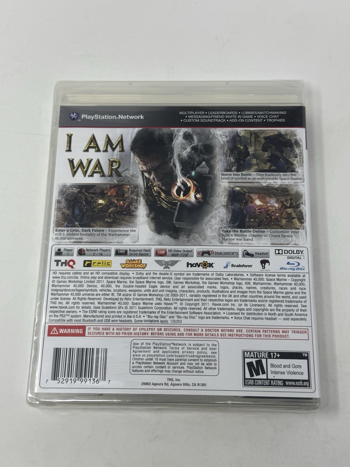 Brand New Playstation 3 PS3 Warhammer 40,000: Space Marine (2011)