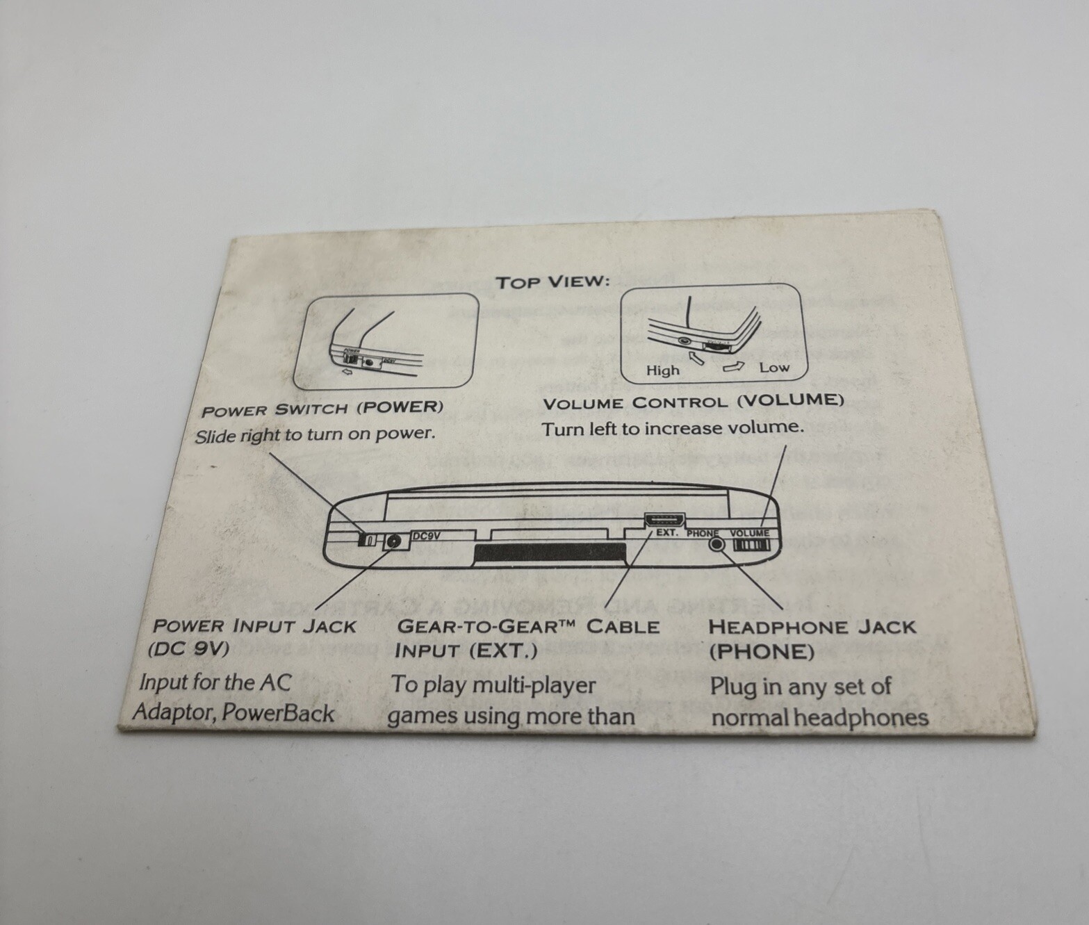 Sega Game Gear Instruction Manual Fold-Out Booklet Insert ONLY