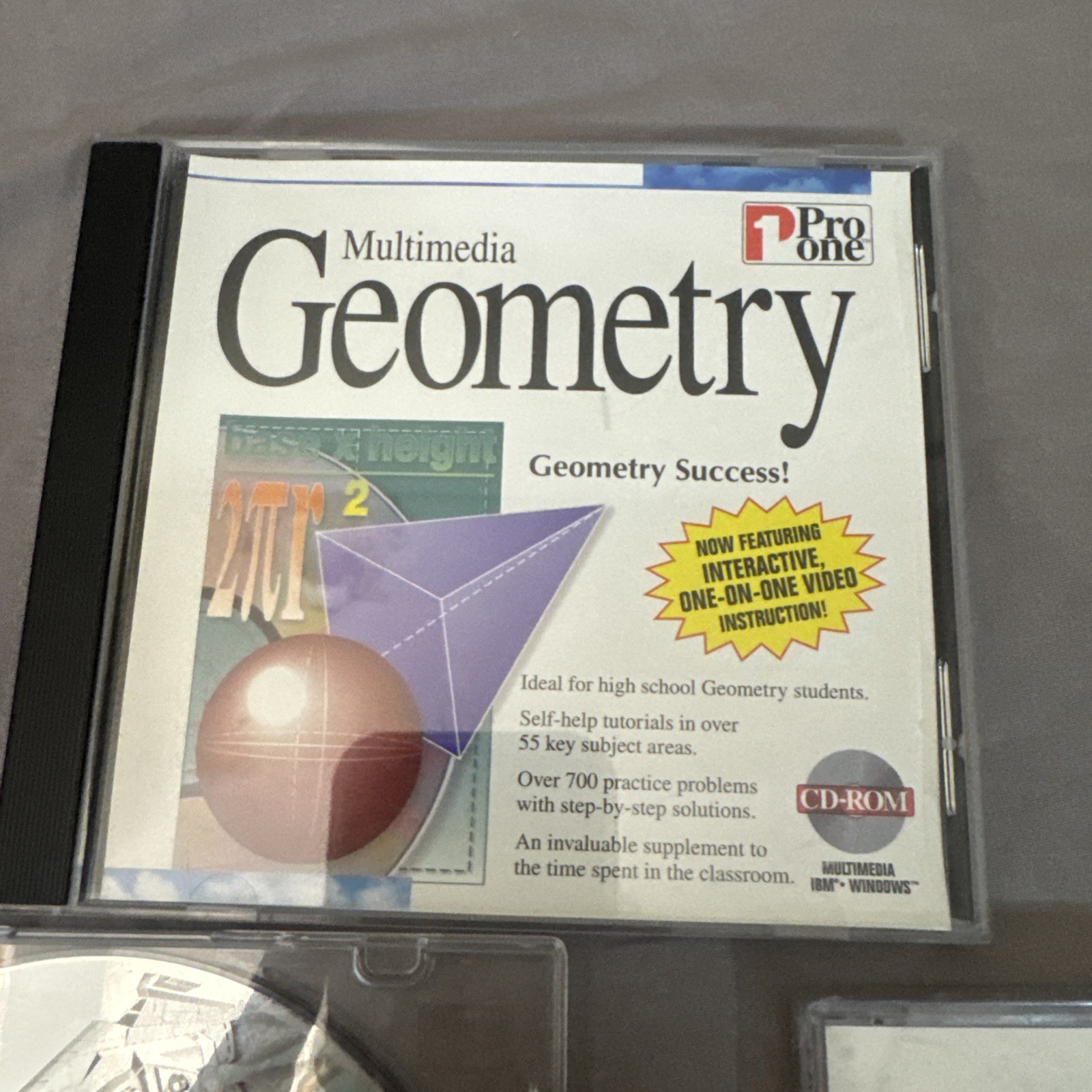 Vintage Multimedia Algebra 1 PC CD-ROM 1995 for Windows) Geometry Alge-Blaster 3