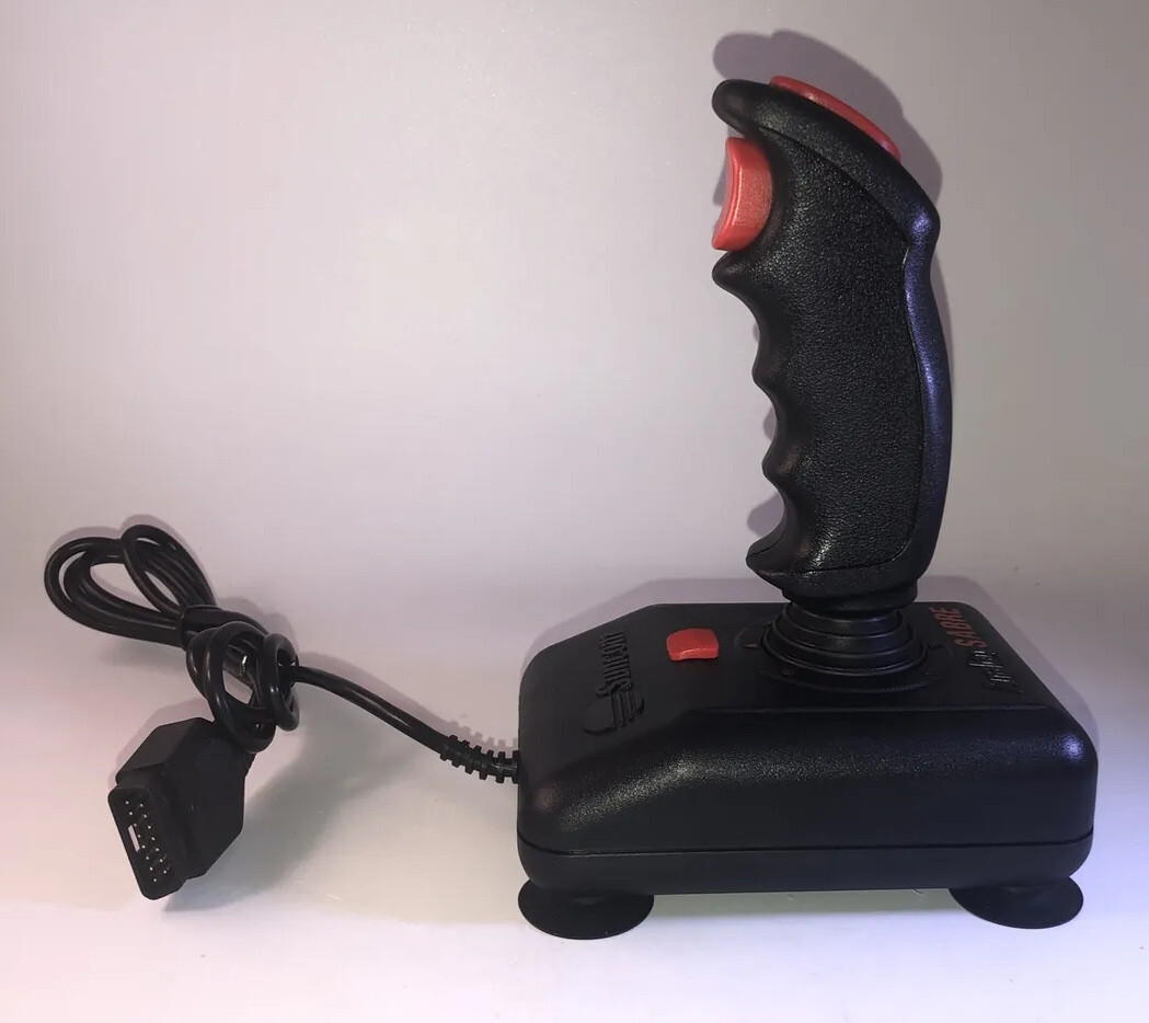 Suncom Analog Sabre Joystick Black & Red 2 Button Control Suction Mount -New