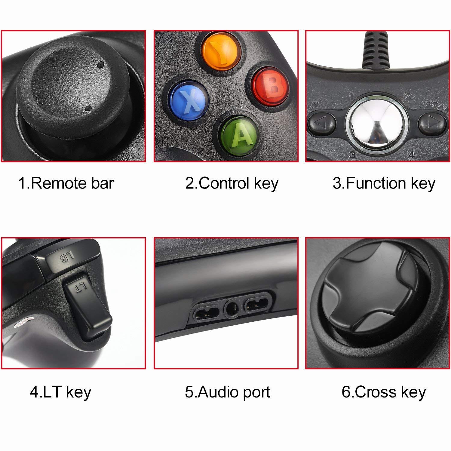 Wired USB Game Controller Joystick for Microsoft Xbox 360 PC Windows XP 7 8 10