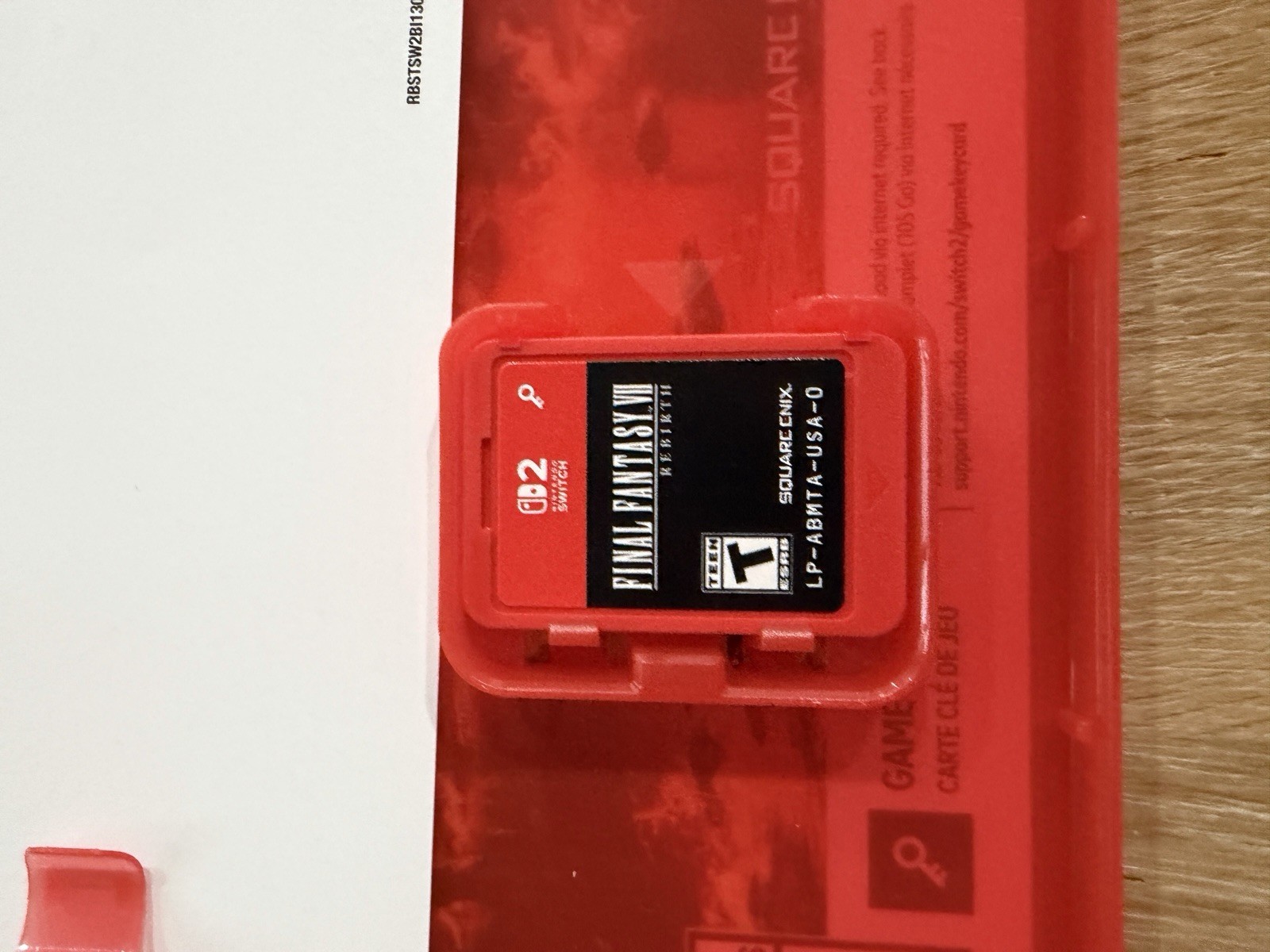 Final Fantasy VII Rebirth Day 1 Edition Game-Key Card Switch 2 NO PROMO CARD