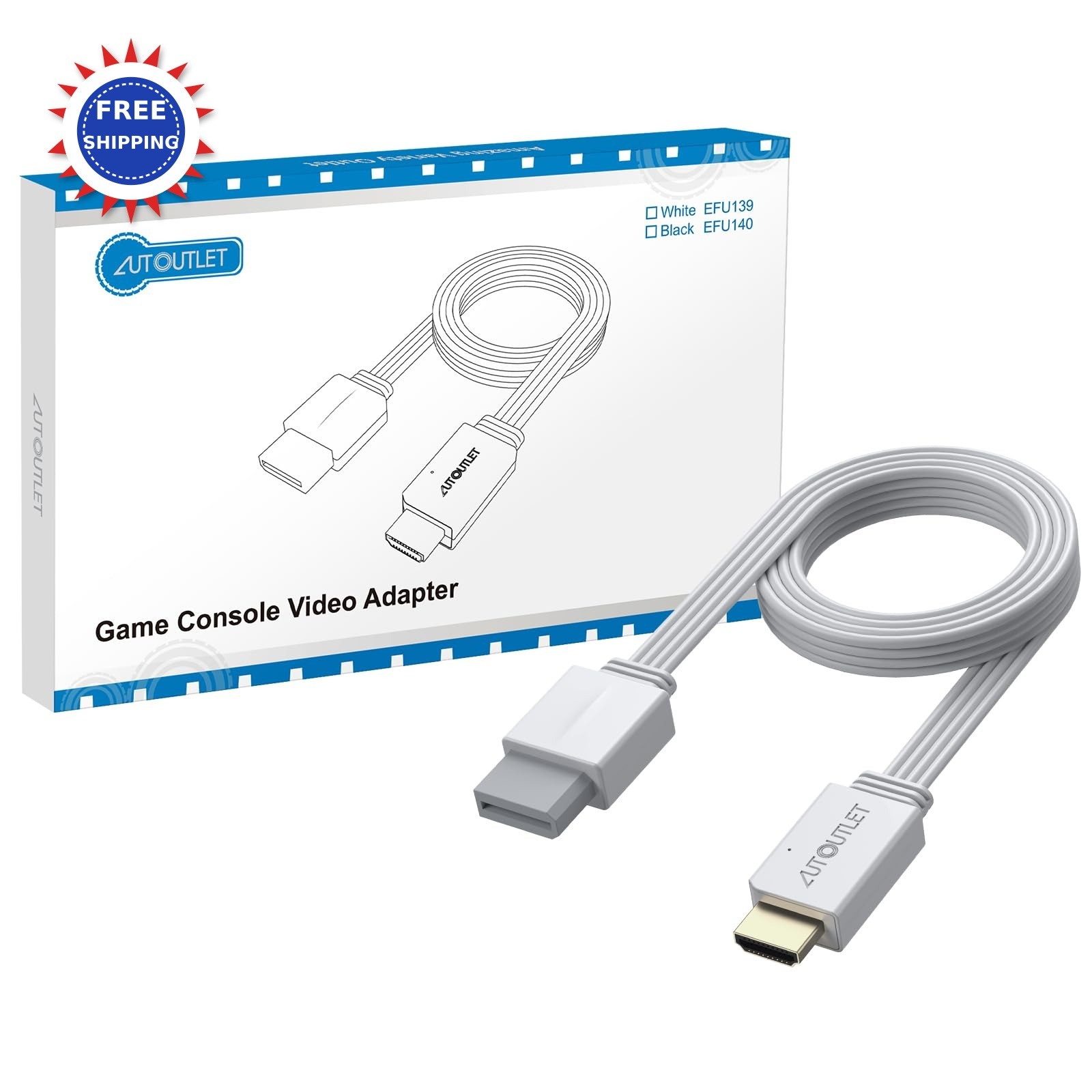 AUTOUTLET Wii to HDMI Converter 1080P 5ft 150cm Adapter HDMI Cable Output