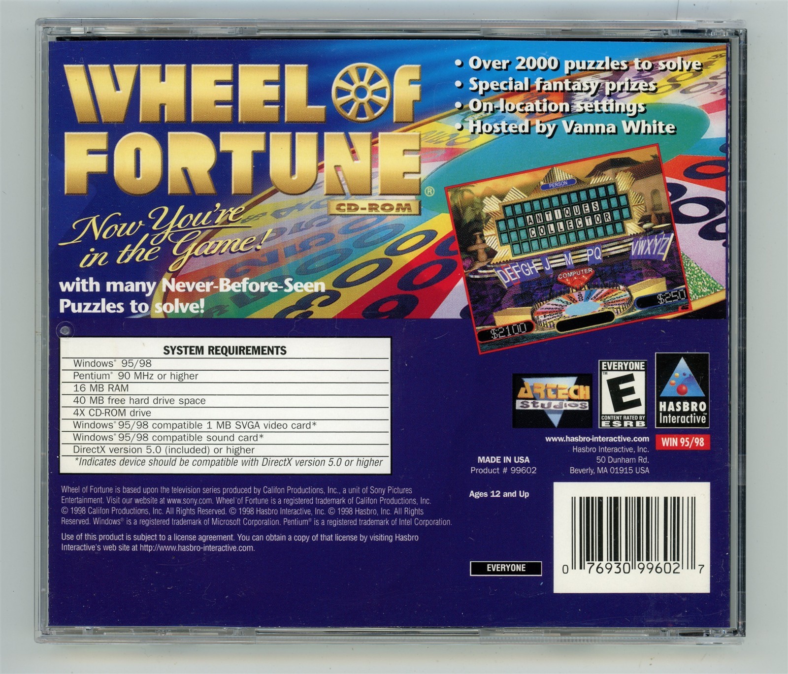 Wheel of Fortune (Windows PC, 1999) TESTED Resurfaced