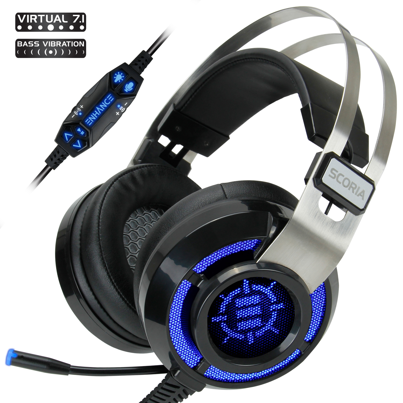 ENHANCE SCORIA PC Gaming Headset w/ 7.1 Virtual Surround , Adjustable Vibration