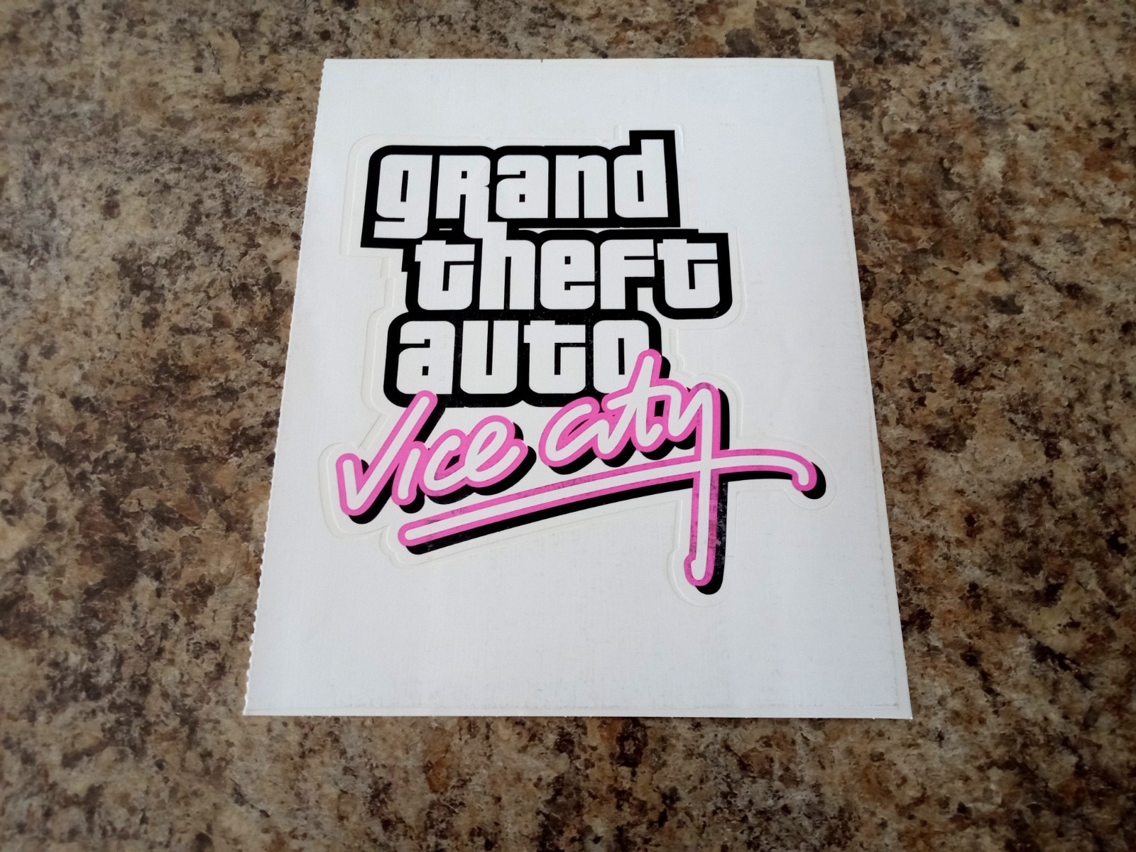 Early 2000s Grand Theft Auto Vice City Decal Sticker 8 3/4″ X7″ White Black Pink
