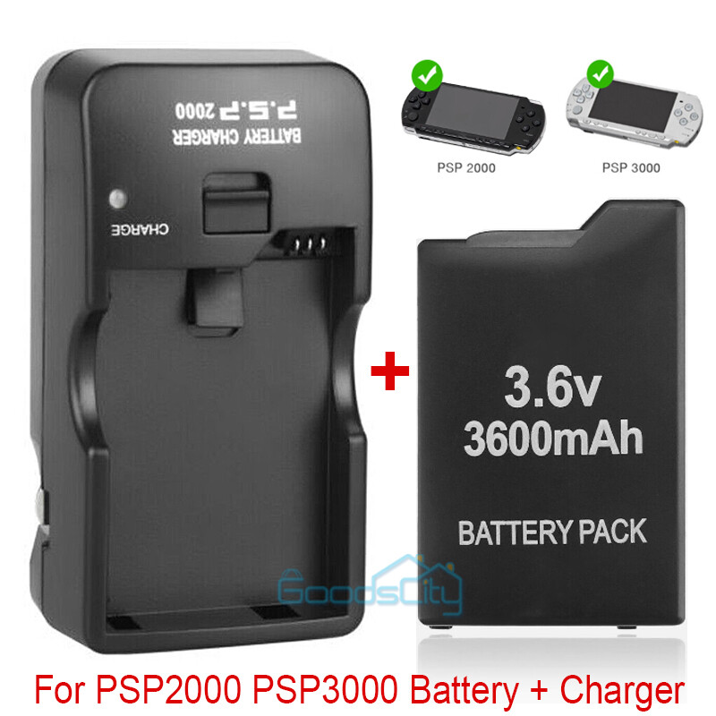 Lot Rechargeable Battery + Charger For PSP 2001 3001 3600mAh 3.6V PSP 2000/3000