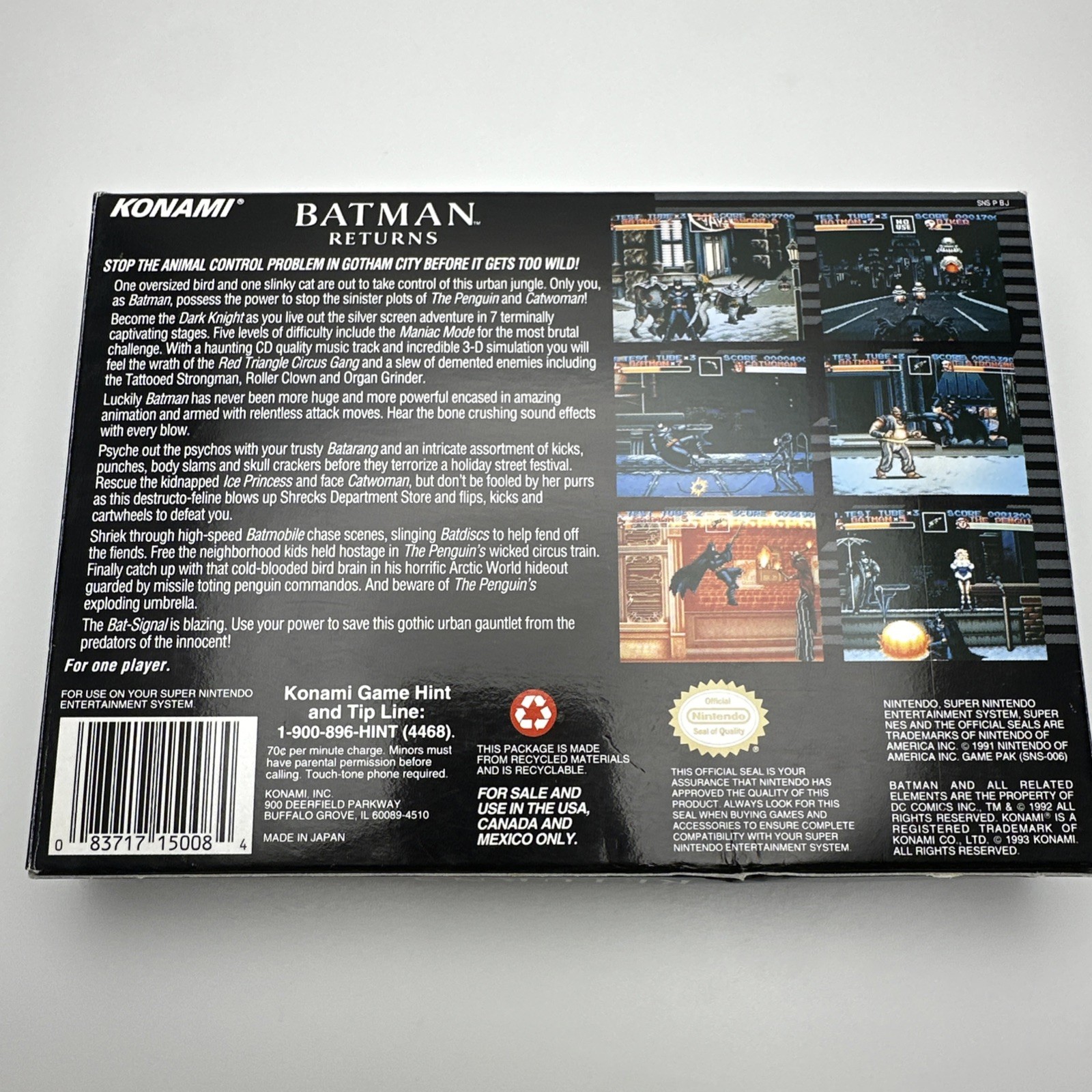 Batman Returns Super Nintendo SNES Complete CIB Nice Box Very Good Condition
