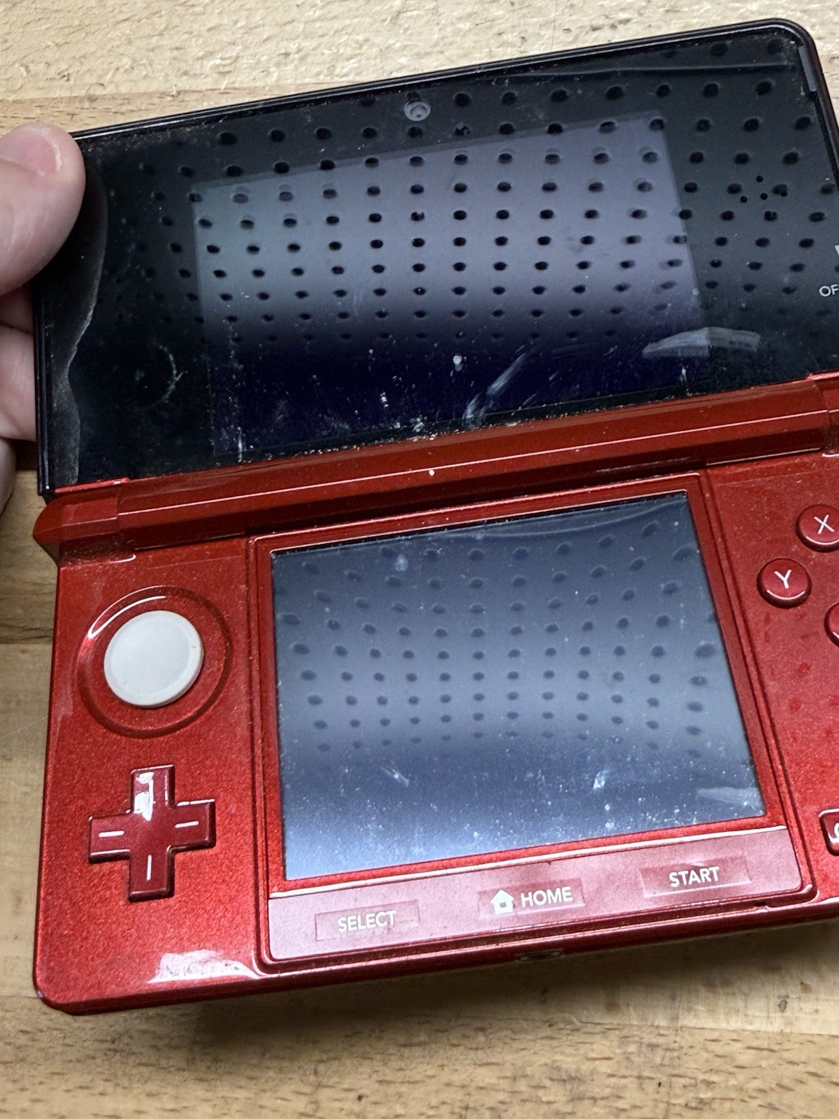 Nintendo 3DS Flame Red Handheld Console No Charger W/ Stylus CTR-001