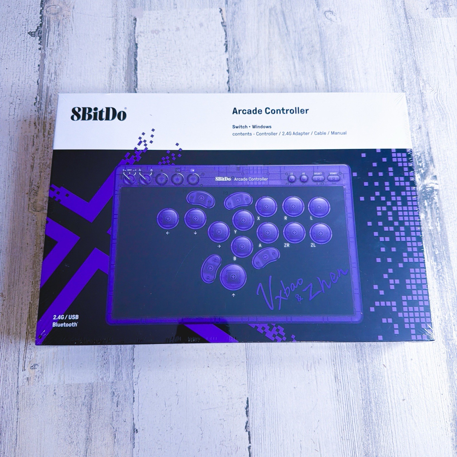 Arcade Controller Transparent Purple Signature Edition 8BitDo All-Button Switch