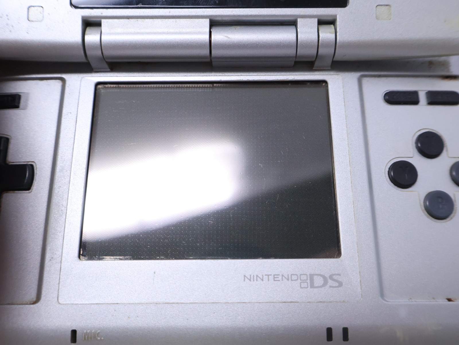 Nintendo DS Titanium Silver For Parts Handheld Console System Good Hinge