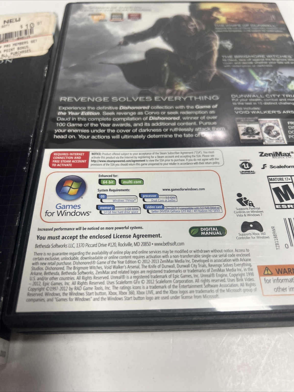 Dishonored Game of the Year Edition PC Windows CIB w/POSTER + Inserts