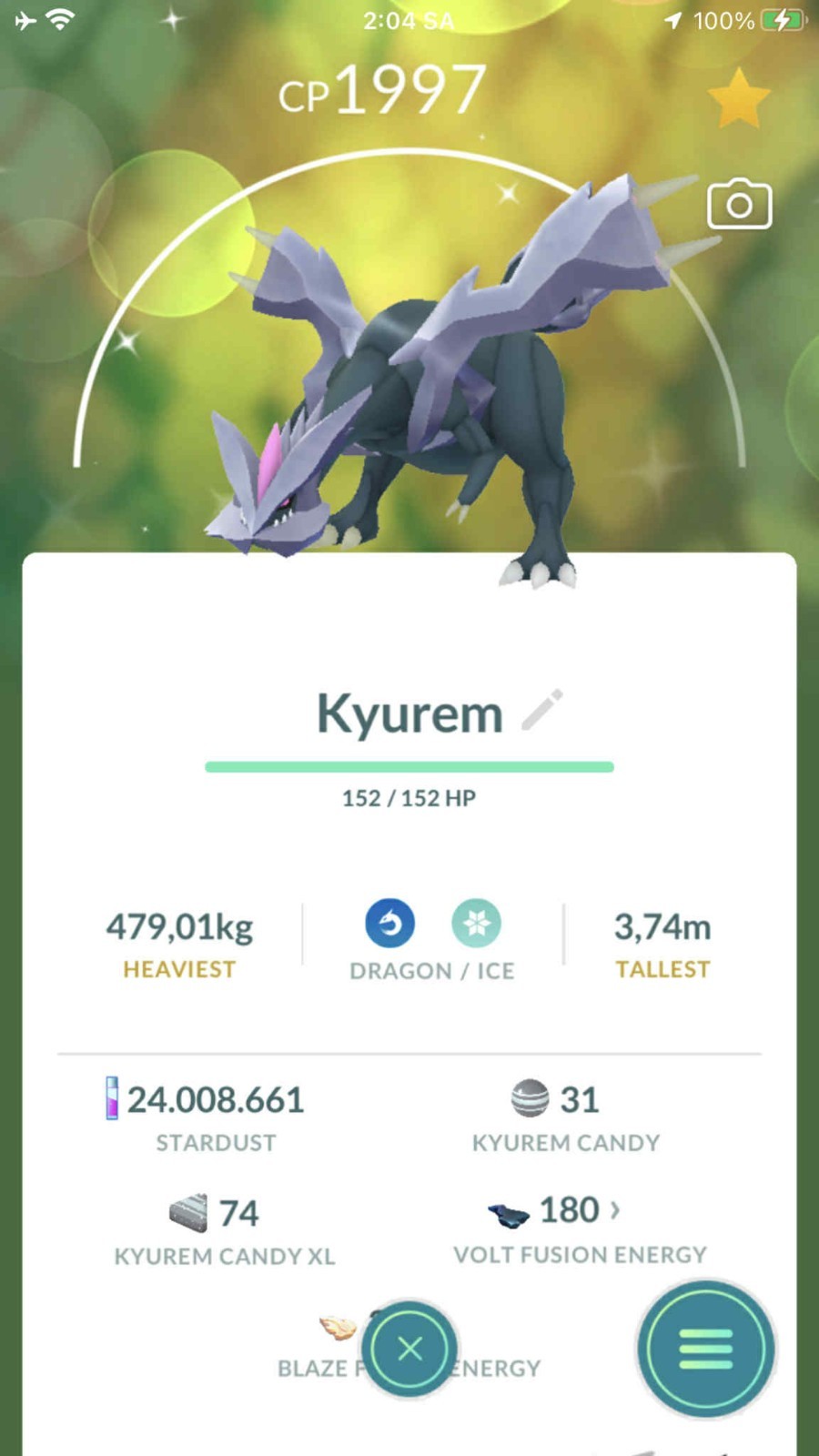 Pokemon Shiny Kyurem With (Glaciate*) – P T C Mini GO – Read item Description