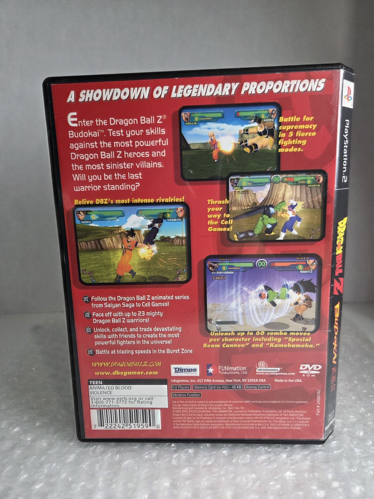 Dragon Ball Z Budokai PS2 Sony PlayStation 2 Complete Poster Tested Funimation