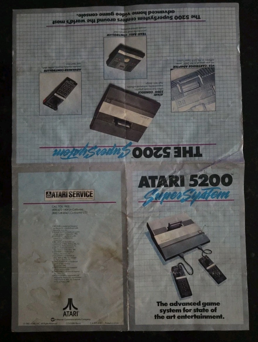 Vintage 1983 ATARI 5200 Super System Software Game Promo Insert Fold-Out Poster