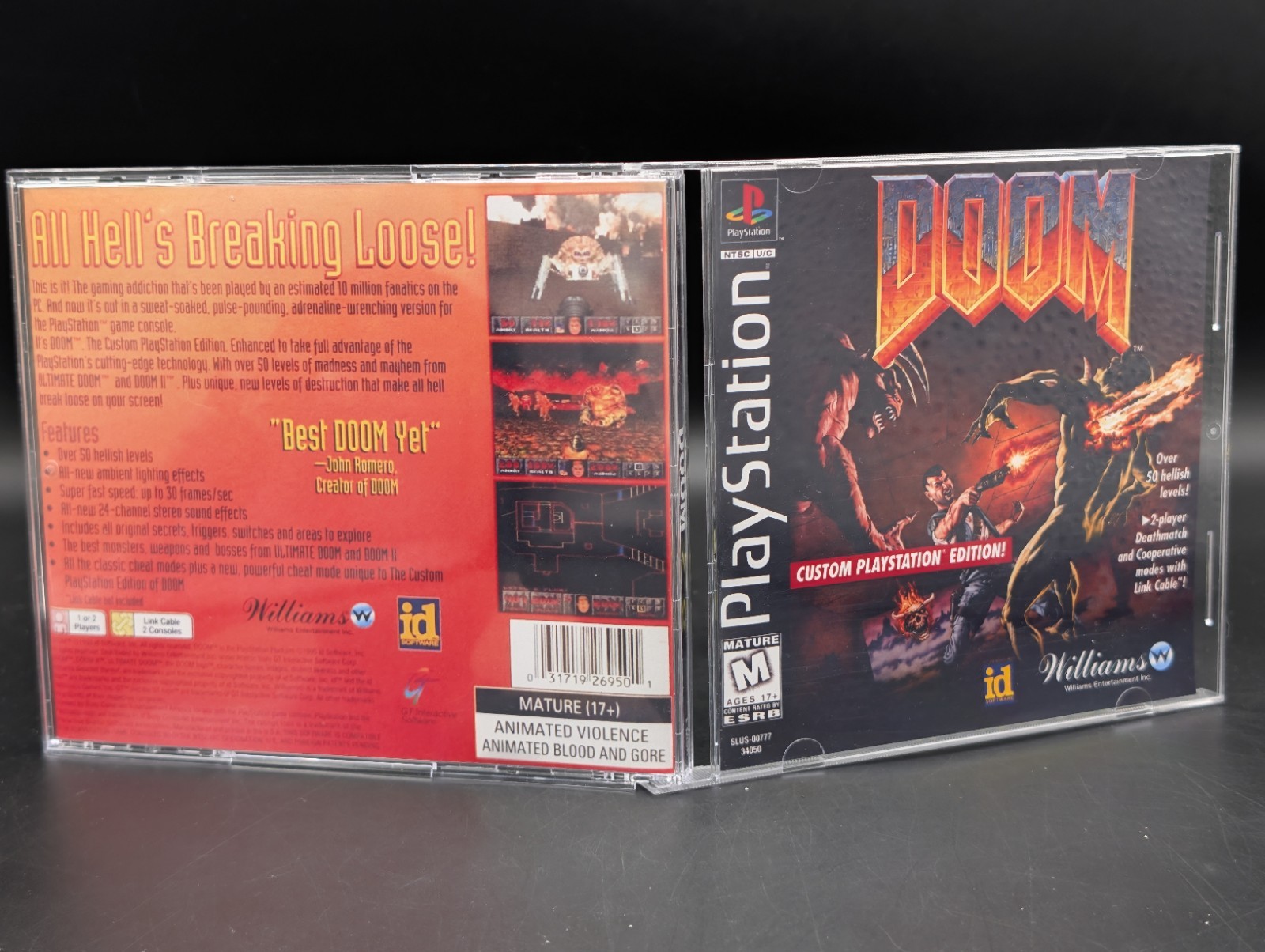 Doom ( Sony PlayStation 1 PS1 ) VG Disc – Reprinted Cover Art – Tested