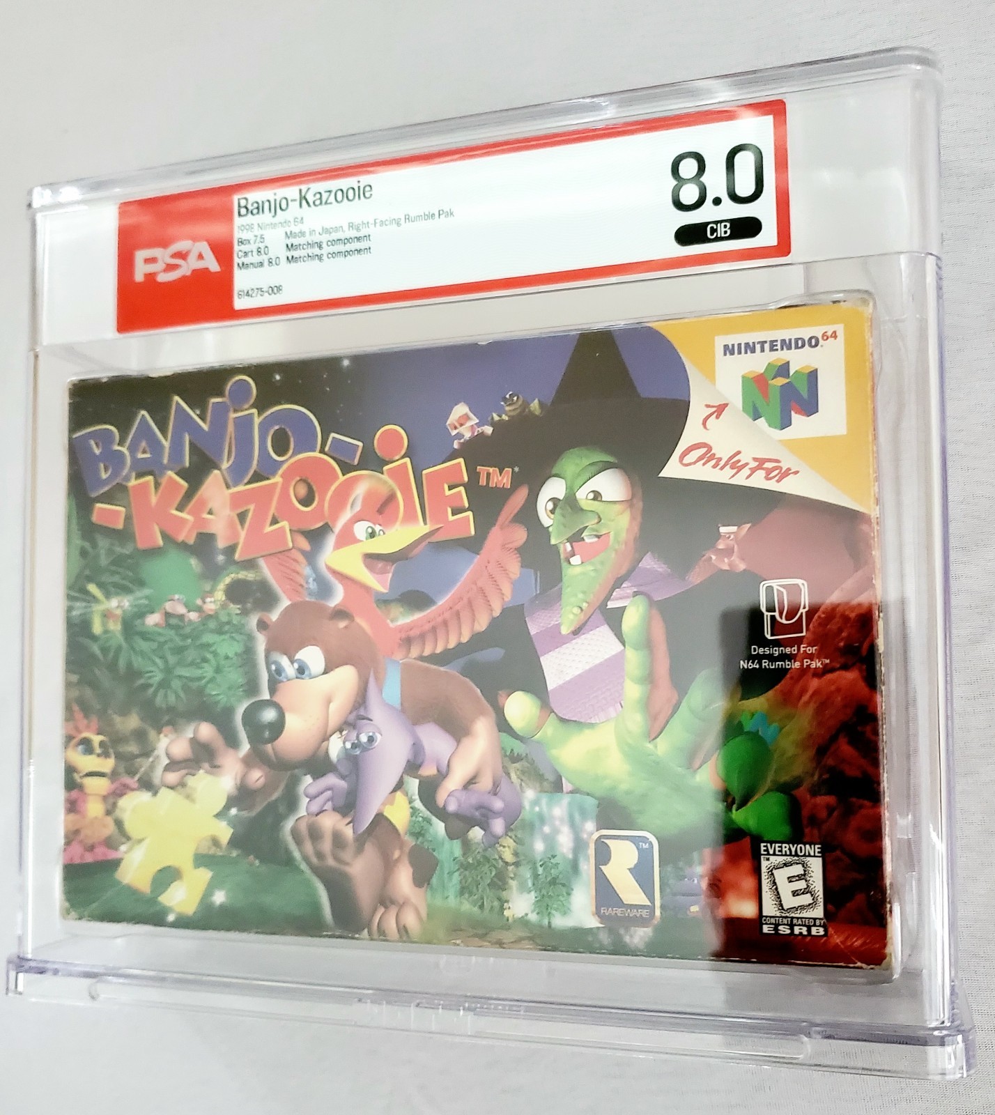 BANJO KAZOOIE N64 WATA PSA 8.0 CIB Complete Box Matching Nintendo 64 1st Print