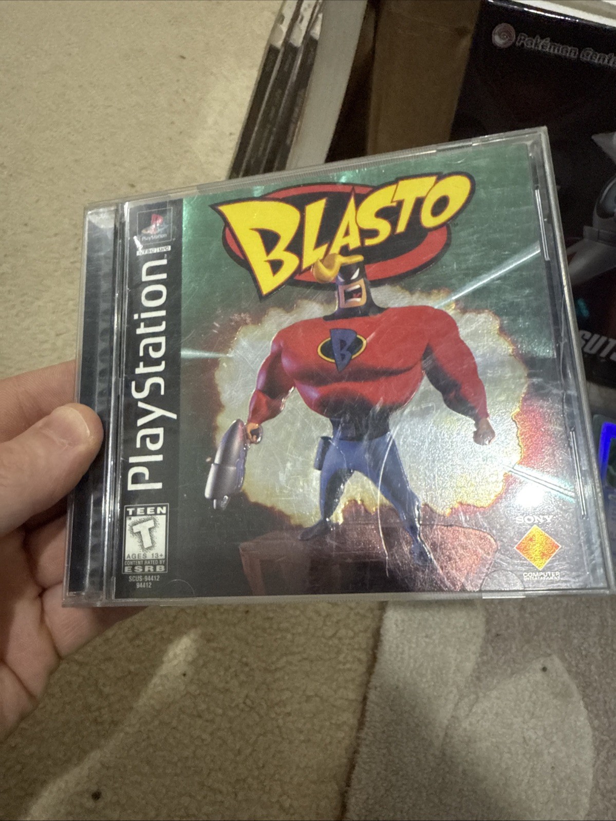 1998 SCEA Blasto PlayStation Video Game Sony COMPLETE Foil Cover Untested