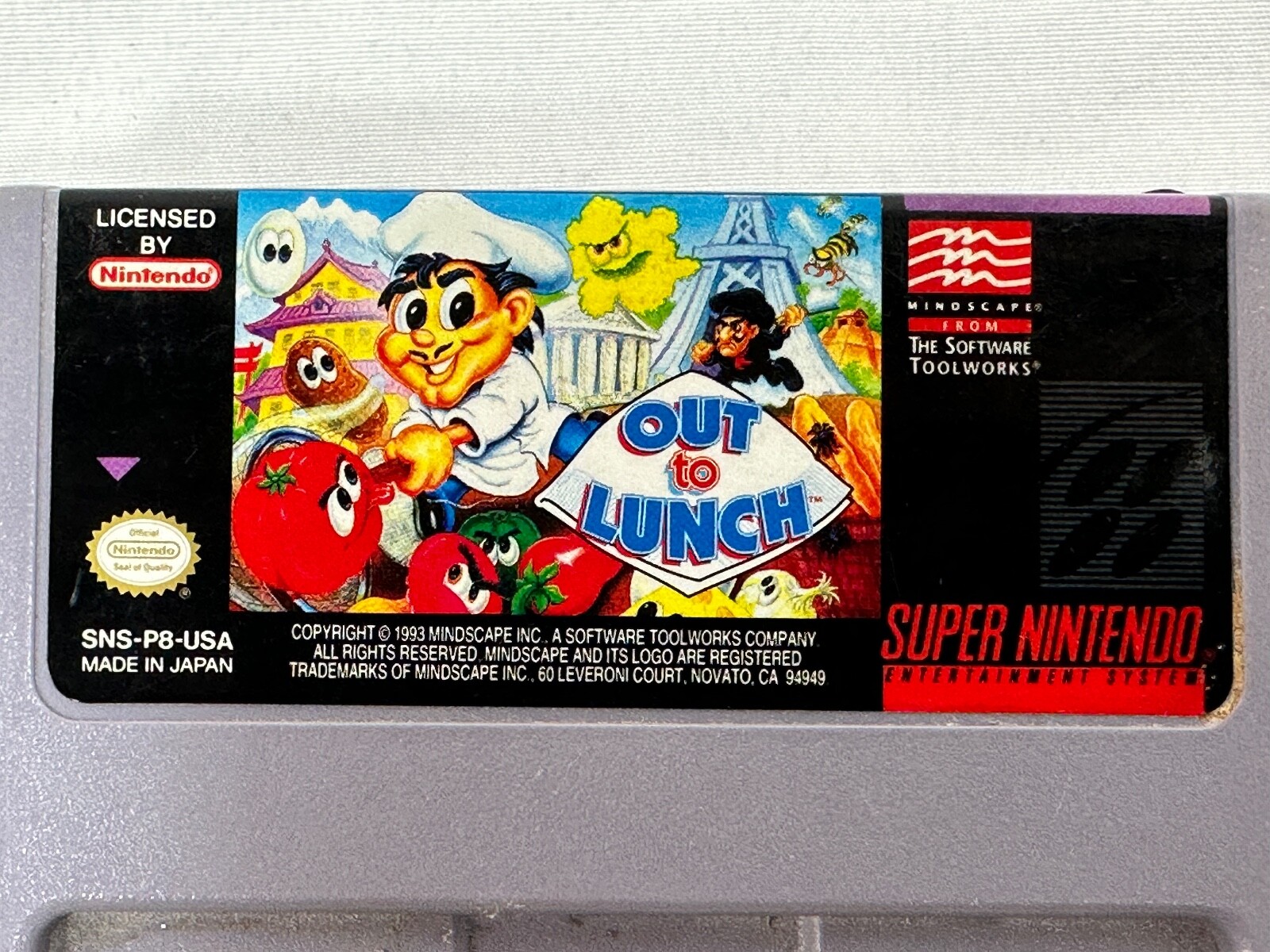 Out to Lunch SNES Super Nintendo Authentic 1991 Mindscapes Game Tested Works