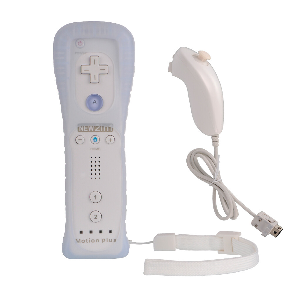 Built in Motion Plus Remote Nunchuck Controller + Case for Nintendo Wii / Wii U