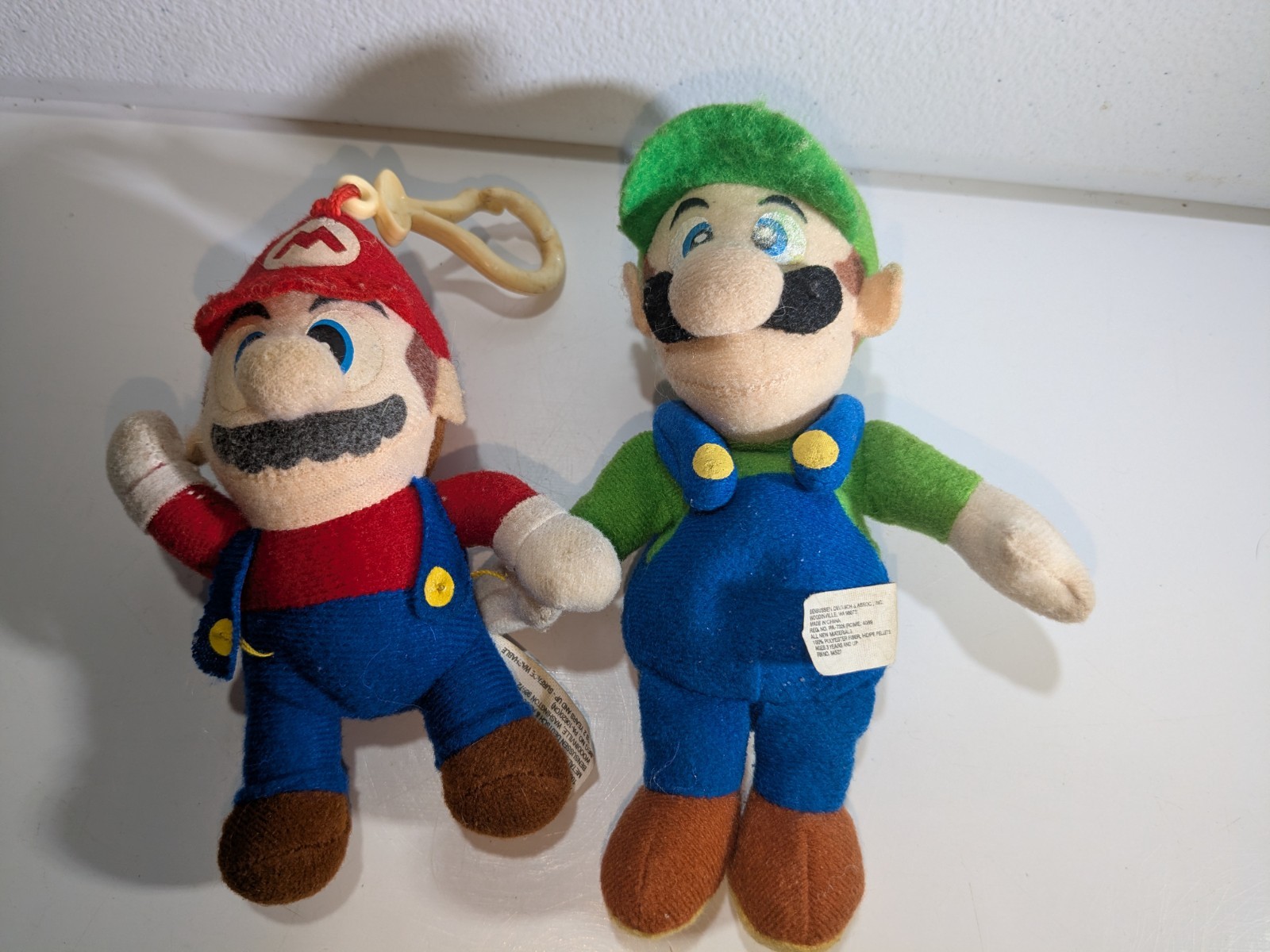 Toysite Mario Plush Keychain + Luigi BD&A Plush Both Issues Stains Dirty Wear