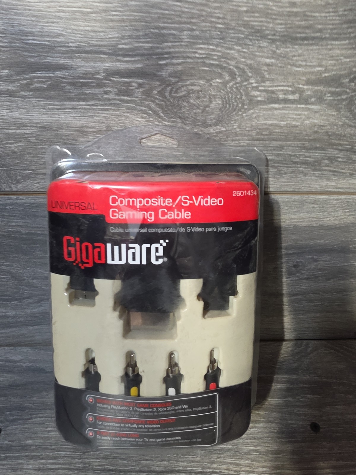 Gigaware Universal Composite/S-Video Gaming A/V Cable F2.3 New In Box 8 Feet