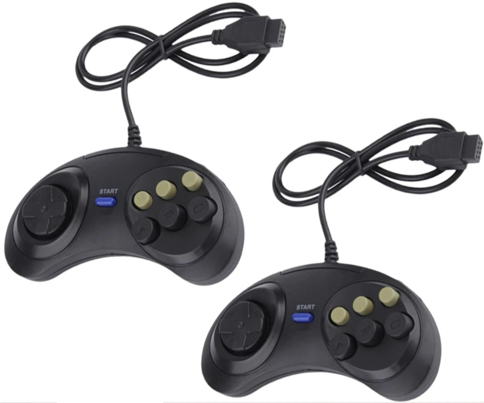 2Pcs 6 Button Game Pad Controller For SEGA Genesis Black Old School Classic New