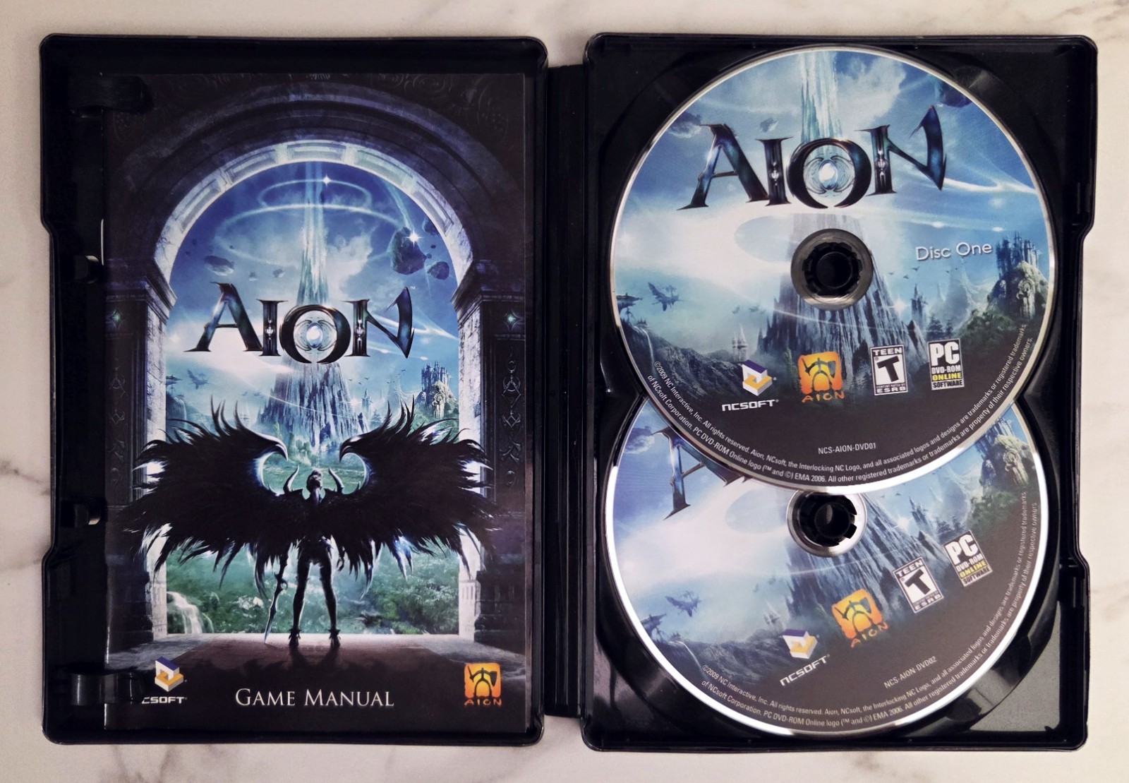 AION PC CDROM 2 Disc Steelbook Edition NCSoft w/Manual Excellent Condition