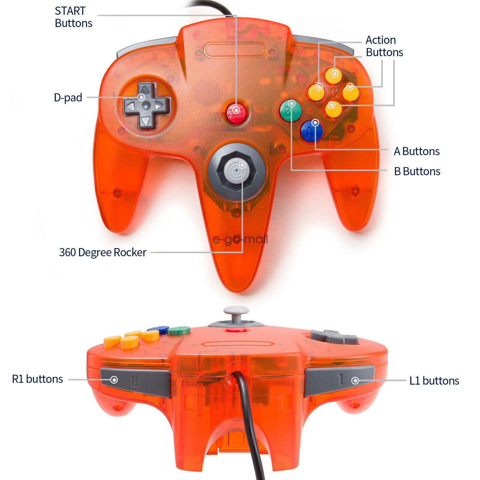 Wired or Wireless N64 Controller Game Gamepad Joystick Joypad For Nintendo 64