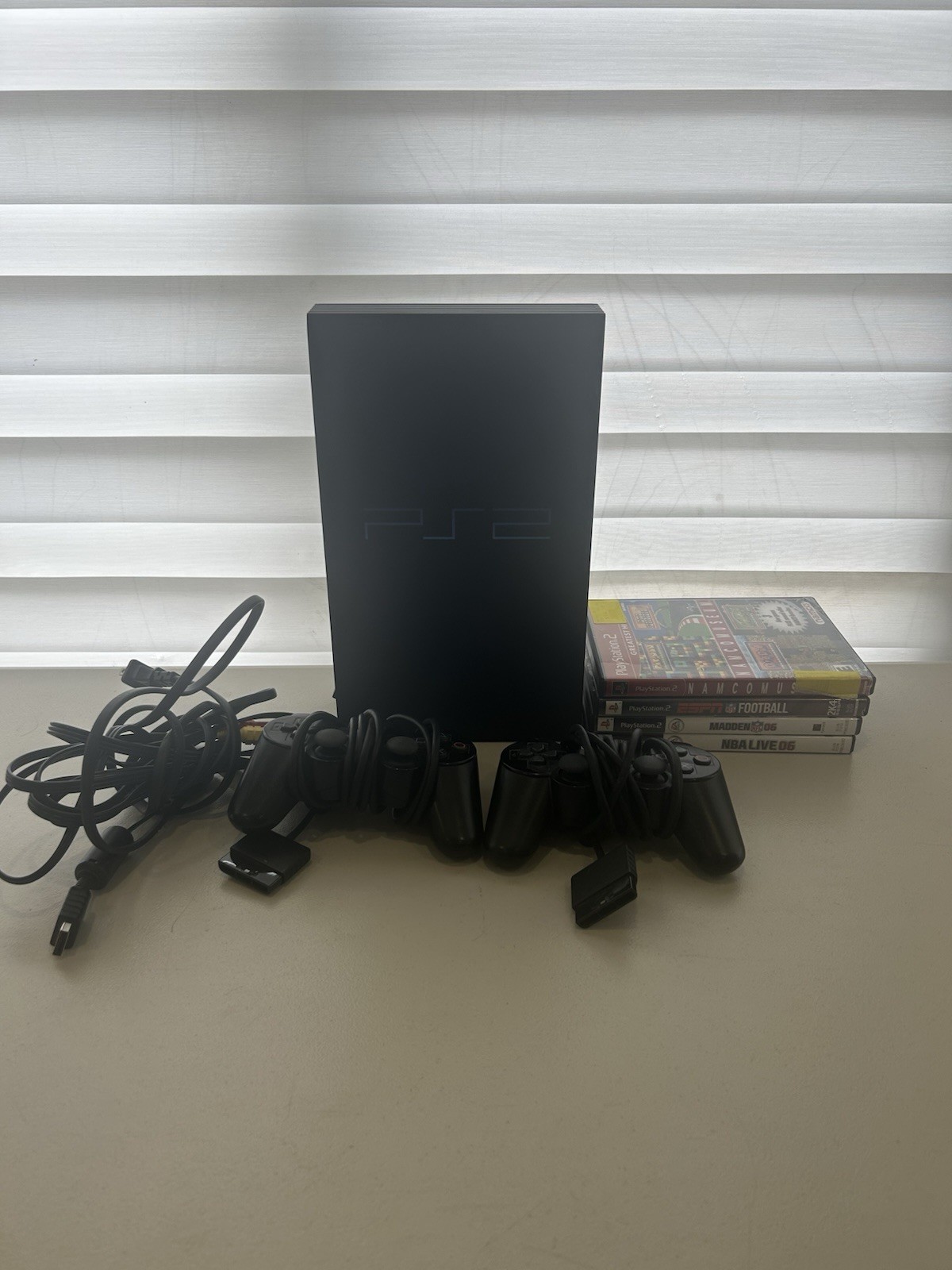 Sony PlayStation 2 SCPH-30001 Black Fat Console with 2 Controllers And Cables