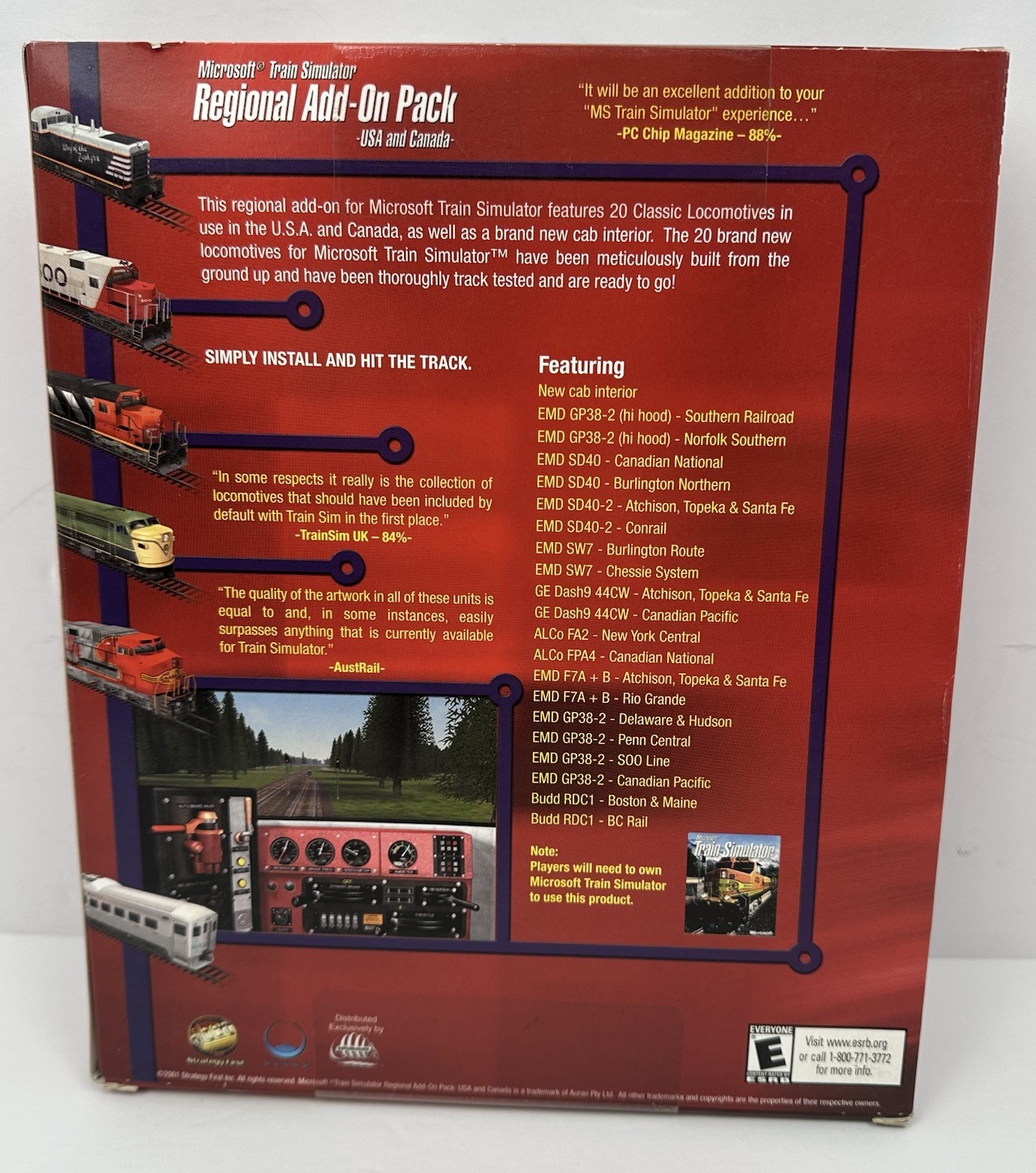 Microsoft Train Simulator USA Canada Regional Add-On Pack PC Big Box SEALED NOS