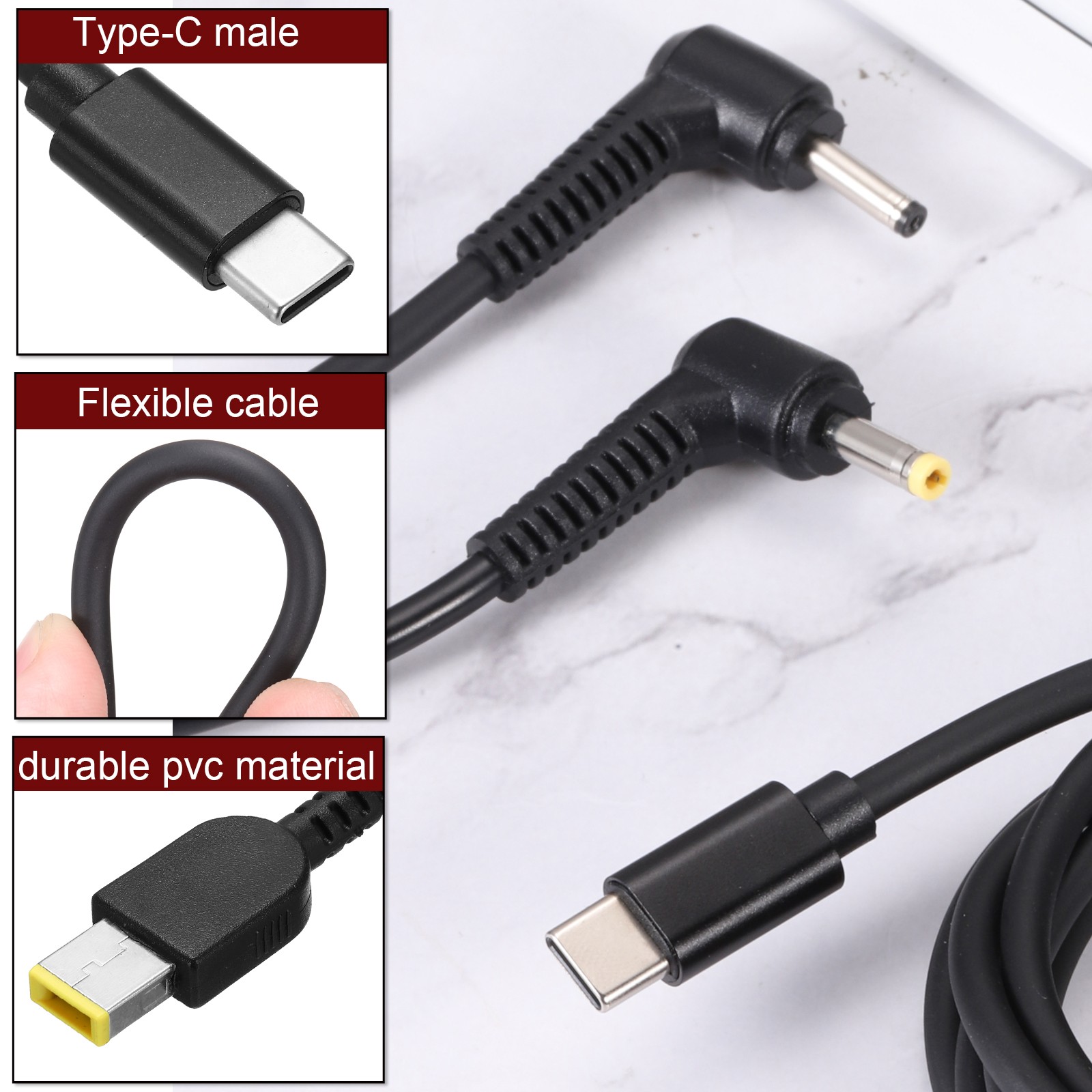 4.9FT USB C to DC PD Power Fast Charging Cable, 11mmx4.5mm 65W/20V(Black)