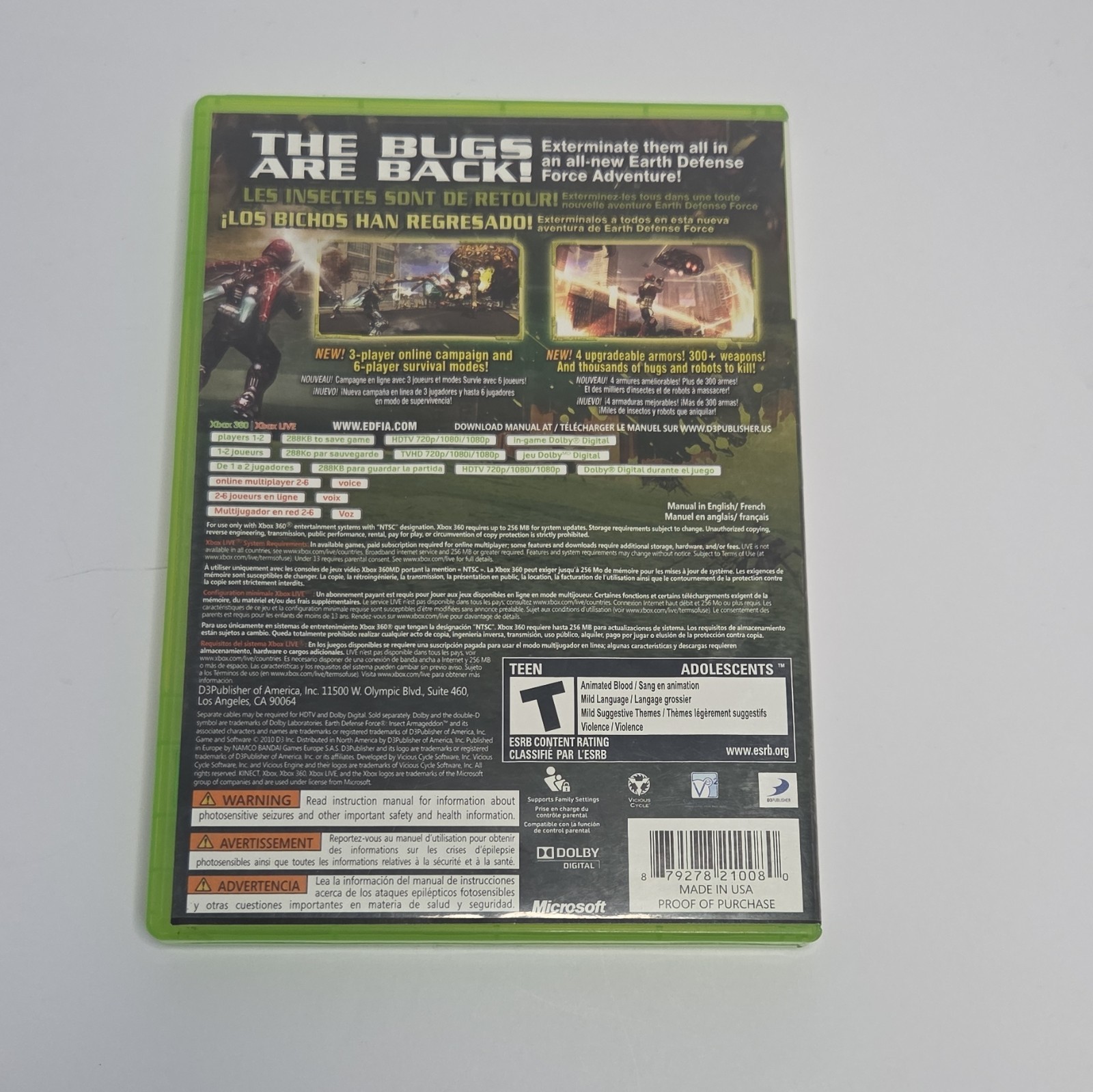 D3Publisher Earth Defense Force: Insect Armageddon Xbox 360 T NTSC-U/C MP