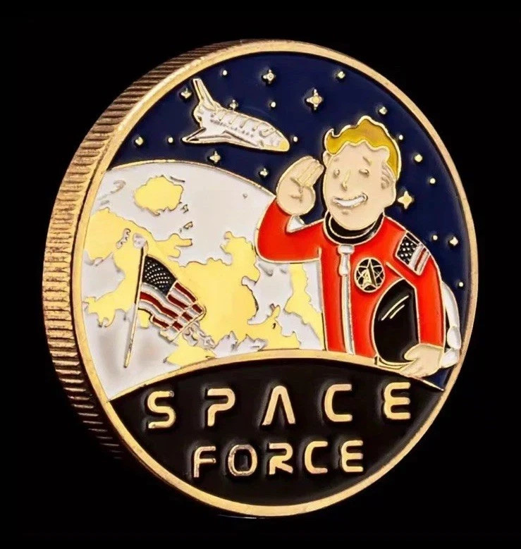 Vault Boy Fallout Themed USA Space Force Commemorative Challenge Coin Gamer Gift