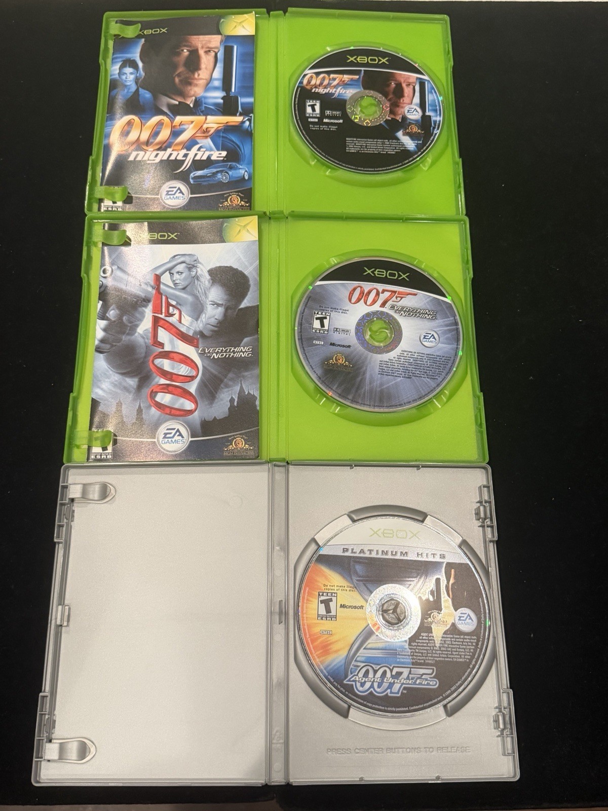 Original XBOX 007 Assorted Game Lot of 3(Night Fire-Agent Under Fire-Everything