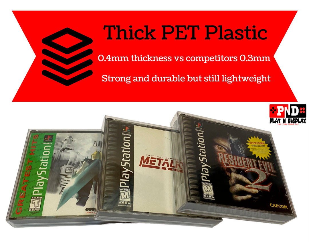 1 PLAYSTATION ONE 1 & CD DUEL JEWEL CASE PROTECTIVE SLEEVE BOX PROTECTOR CLEAR