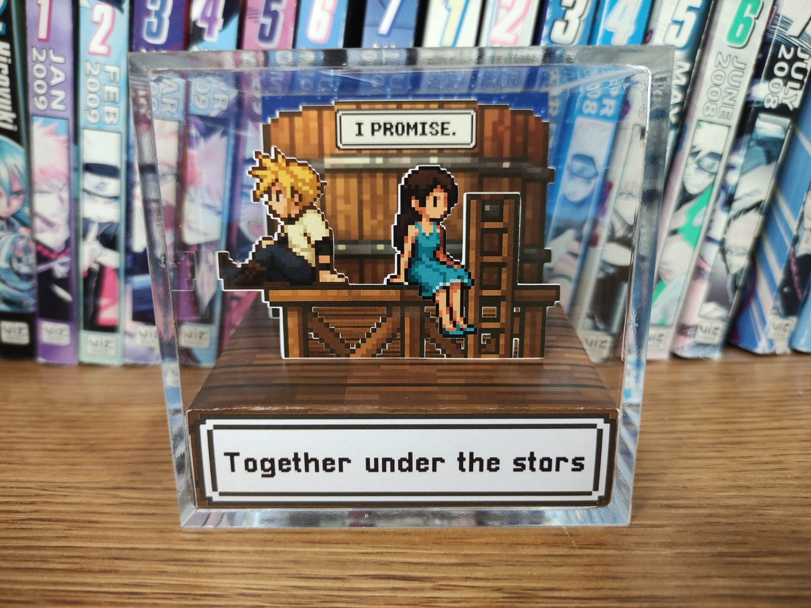 Final Fantasy Cloud Tifa Promise Diorama Cube – Water Tower Scene, Handmade Art