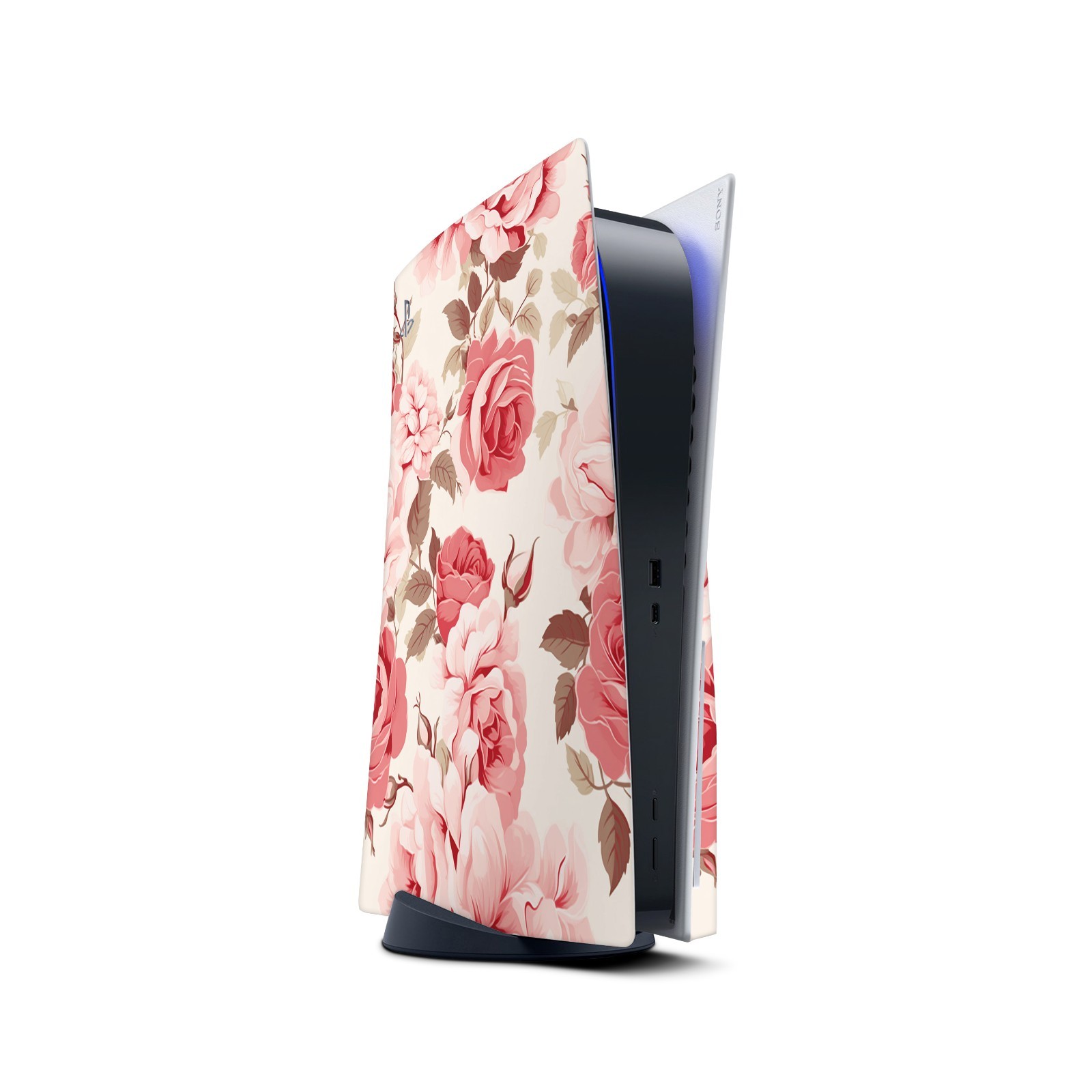 PS5 Disc Version Console & Controller Vinyl Skin Decal Wrap – Rose Flower Roses